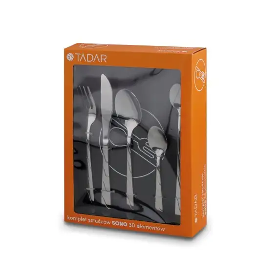 TADAR SONO Zestaw sztućców 30 el dla 6 osób / srebrne / połysk
