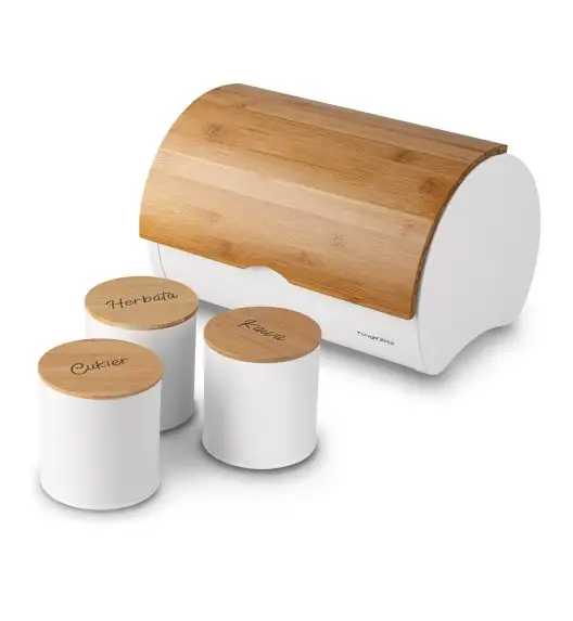 KONIGHOFFER VOLANO Zestaw chlebak + pojemniki kawa, herbata, cukier / biały