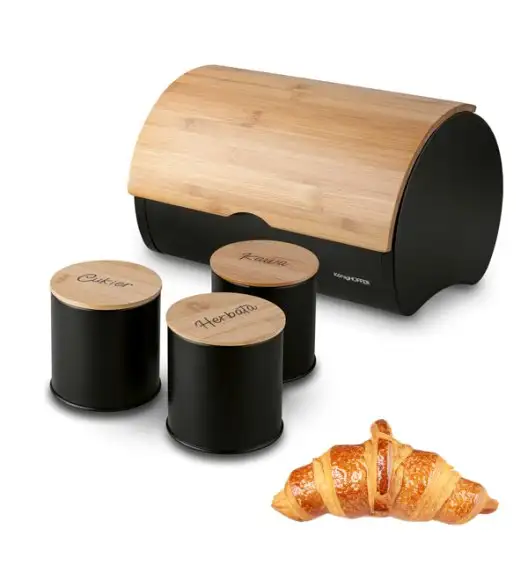 KONIGHOFFER VOLANO Zestaw chlebak + pojemniki kawa, herbata, cukier / czarny