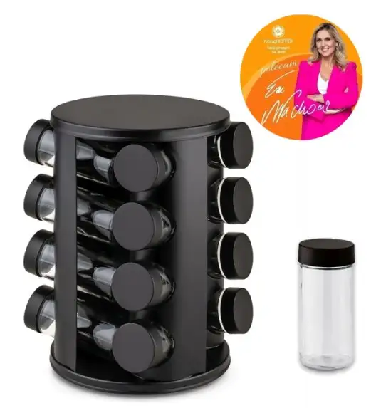 KONIGHOFFER FAVARO Zestaw 16 przyprawników na stojaku / czarny