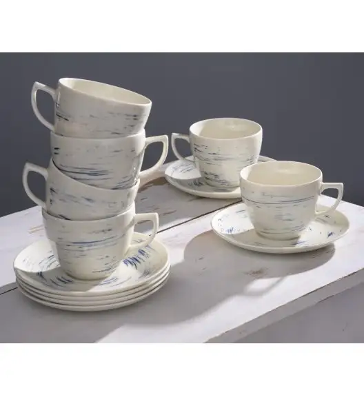 WYPRZEDAŻ! CHODZIEŻ CITY CT22 BORÓWKOWY KREM Serwis kawowy 12 el / 6 osób / porcelana