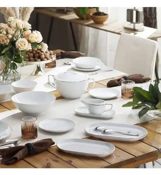 CHODZIEŻ CITY B326 ZŁOTY Serwis obiadowy 44 el / 12 osób / porcelana