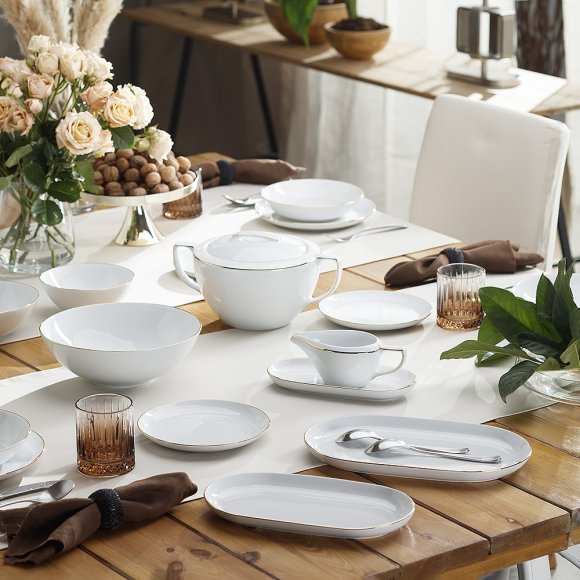 CHODZIEŻ CITY B326 ZŁOTY Serwis obiadowy 44 el / 12 osób / porcelana