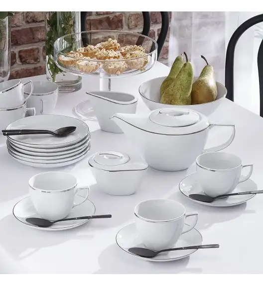 CHODZIEŻ CITY B325 PLATYNOWE Serwis kawowy 39 el / 12 osób / porcelana