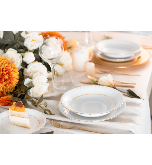 CHODZIEŻ IWONA B014 ZŁOTA LINIA Zestaw obiadowy 18 el / 6 osób / porcelana