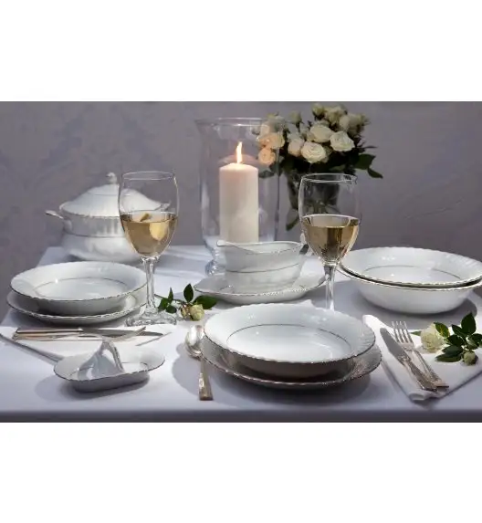CHODZIEŻ IWONA B014 ZŁOTA LINIA Zestaw obiadowy 18 el / 6 osób / porcelana