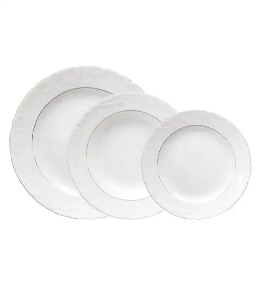 ĆMIELÓW ROCOCO 3604 ZŁOTA LINIA Zestaw obiadowy 18 el / 6 osób / porcelana
