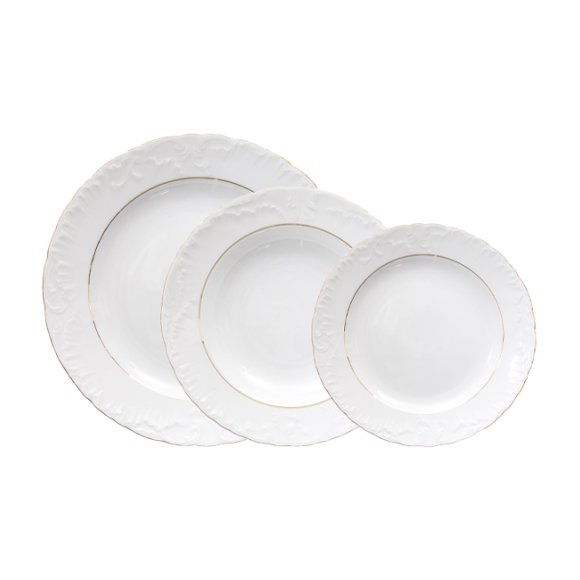 ĆMIELÓW ROCOCO 3604 ZŁOTA LINIA Zestaw obiadowy 18 el / 6 osób / porcelana