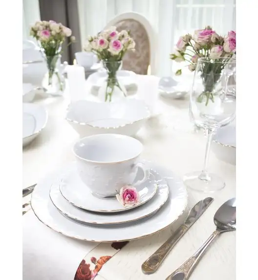 ĆMIELÓW ROCOCO 3604 ZŁOTA LINIA Zestaw obiadowy 18 el / 6 osób / porcelana