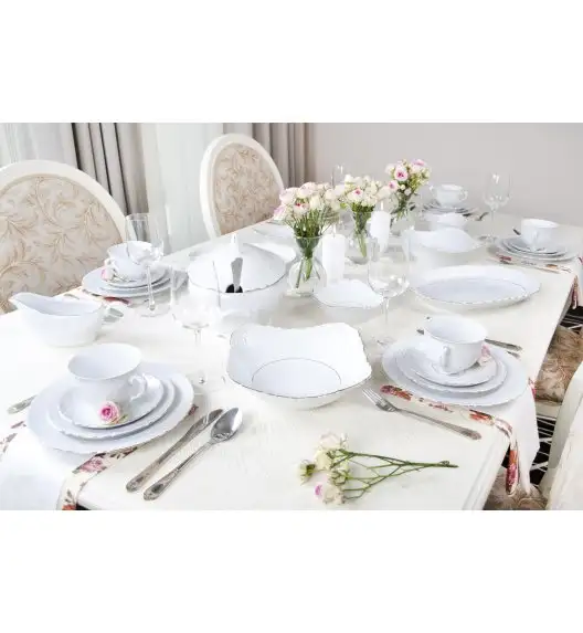 ĆMIELÓW ROCOCO 3604 ZŁOTA LINIA Zestaw obiadowy 18 el / 6 osób / porcelana