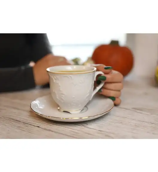ĆMIELÓW ROCOCO 3604 ZŁOTA LINIA Zestaw kawowy 12 el / 6 osób / porcelana
