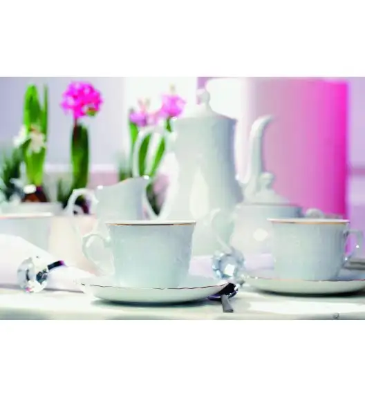 ĆMIELÓW ROCOCO 3604 ZŁOTA LINIA Zestaw kawowy 12 el / 6 osób / porcelana