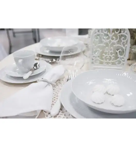 ĆMIELÓW SOFIA 0001 BIAŁA Zestaw obiadowy 18 el / 6 osób / porcelana