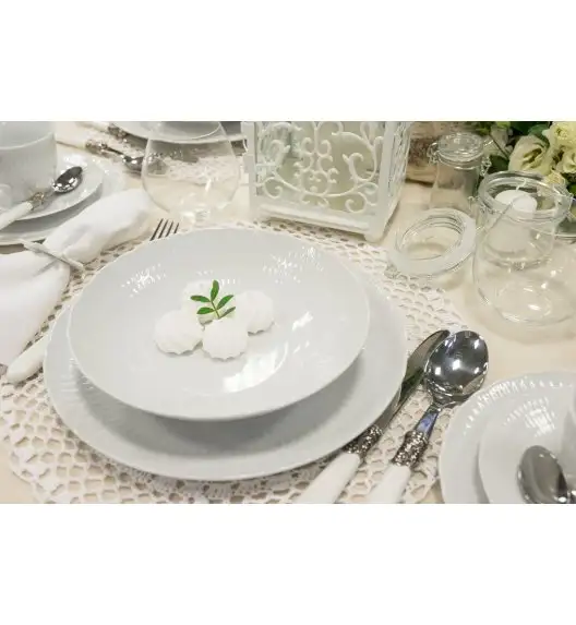 ĆMIELÓW SOFIA 0001 BIAŁA Zestaw obiadowy 18 el / 6 osób / porcelana