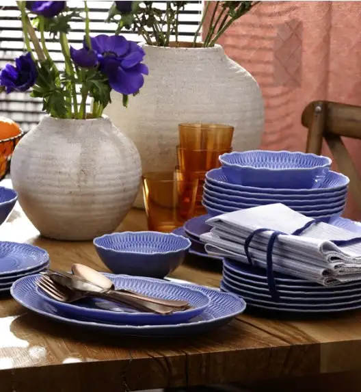 ĆMIELÓW SOFIA LB03 SZAFIROWA Zestaw obiadowy 18 el / 6 osób / porcelana