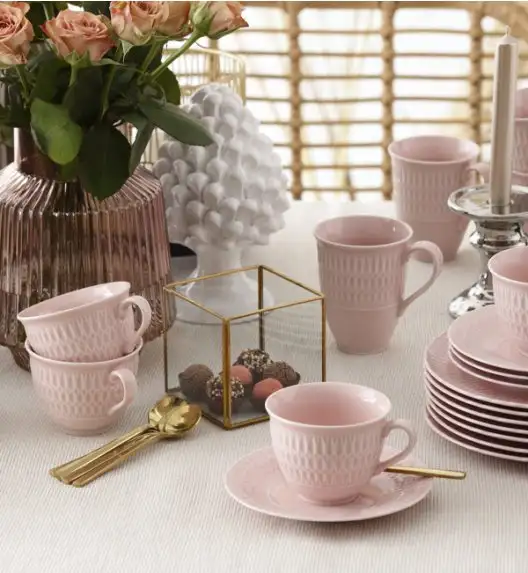 ĆMIELÓW SOFIA LB07 RÓŻANA Zestaw kawowy 24 el dla 12 osób / porcelana