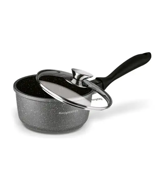 KONIGHOFFER POLLO GREY Zestaw garnków z pokrywkami 8 el + 2 nakładki na uchwyty / indukcja / szary nakrapiany