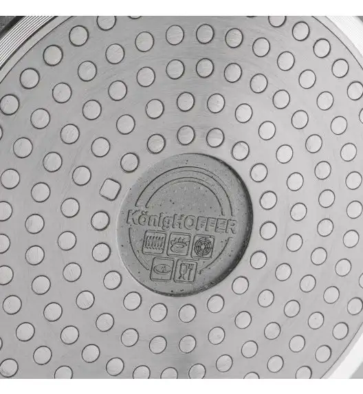 KONIGHOFFER POLLO GREY Zestaw garnków z pokrywkami 8 el + 2 nakładki na uchwyty / indukcja / szary nakrapiany