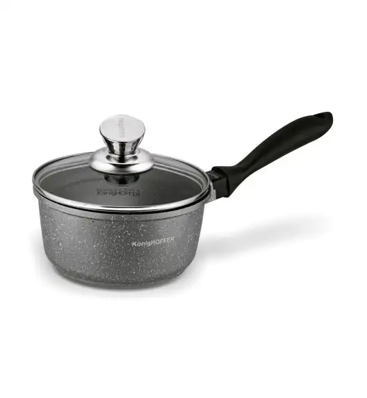 KONIGHOFFER POLLO GREY Zestaw garnków z pokrywkami 8 el + 2 nakładki na uchwyty / indukcja / szary nakrapiany
