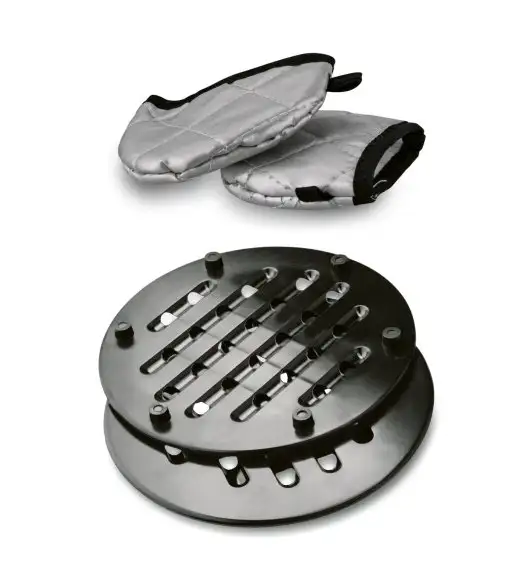 KONIGHOFFER POLLO GREY Zestaw garnków z pokrywkami 8 el + 2 nakładki na uchwyty / indukcja / szary nakrapiany