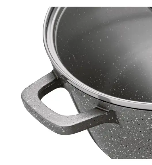 KONIGHOFFER POLLO GREY Zestaw garnków z pokrywkami 8 el + 2 nakładki na uchwyty / indukcja / szary nakrapiany