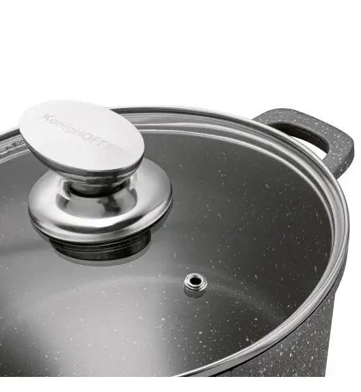 KONIGHOFFER POLLO GREY Zestaw garnków z pokrywkami 8 el + 2 nakładki na uchwyty / indukcja / szary nakrapiany