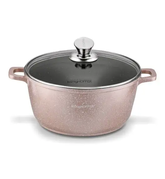 KONIGHOFFER POLLO ROSE GOLD Zestaw garnków z pokrywkami 8 el + 2 nakładki na uchwyty / indukcja