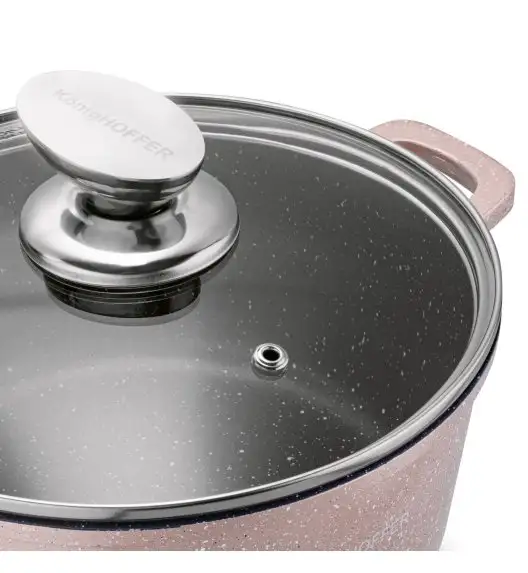 KONIGHOFFER POLLO ROSE GOLD Zestaw garnków z pokrywkami 8 el + 2 nakładki na uchwyty / indukcja