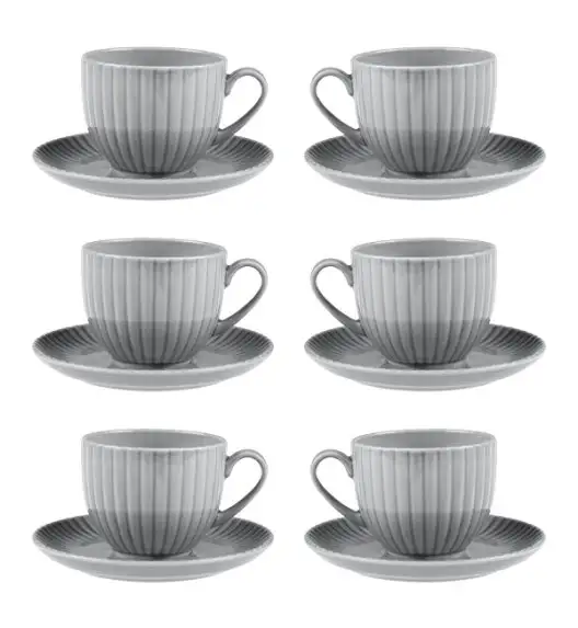 LUBIANA DAISY CLOUD K1 Komplet 6x Filiżanka 200 ml + spodek 14,5 cm  / szary