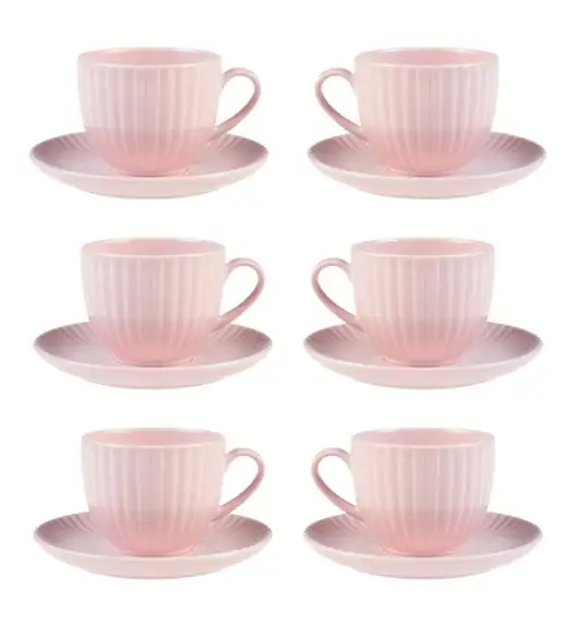 LUBIANA DAISY SUNSET K7 Komplet 6x filiżanka 200 ml + spodek 14,5 cm / różowy