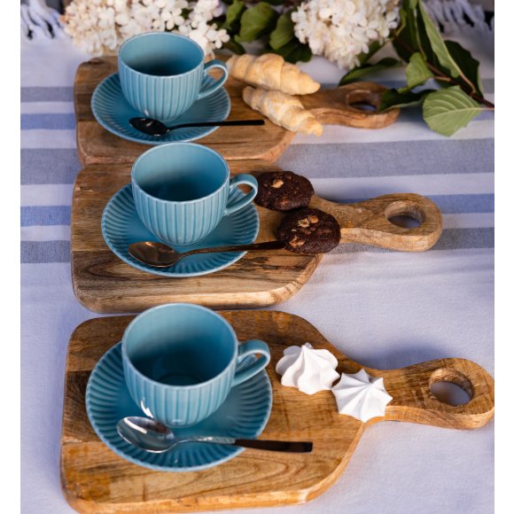 LUBIANA DAISY WATERFALL K6 Komplet 6 x filiżanka 200 ml + spodek 14,5 cm  / turkusowy