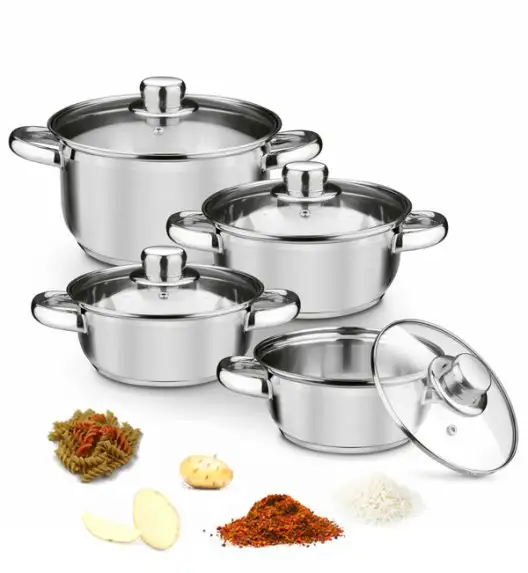 TADAR SELVA Komplet garnków nierdzewnych + pokrywki / 8 elementów / indukcja / satyna