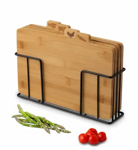 KONIGHOFFER CEDAR Zestaw 4 desek do krojenia ze stojakiem 29x21x7 cm / drewno bambusowe