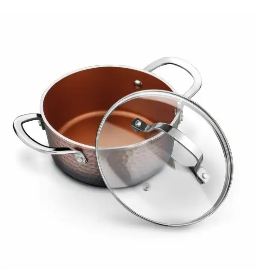 STARKE PRO GLOSSY COPPER Garnek z pokrywką Ø18 cm / 1.6 L / powłoka non-stick Greblon C3+ / indukcja