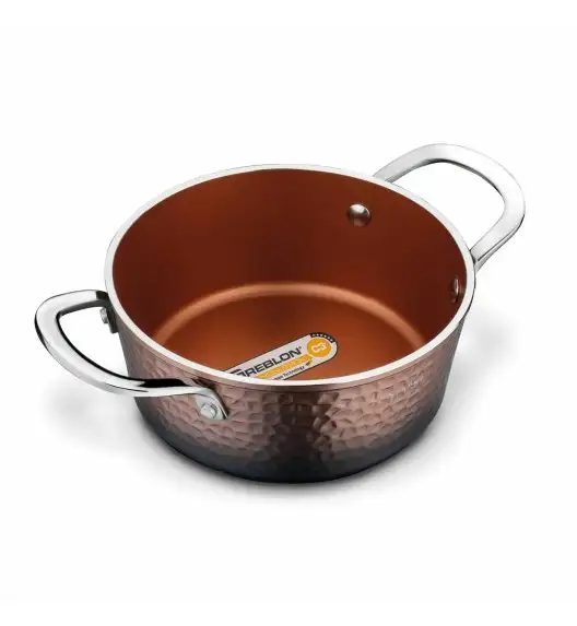STARKE PRO GLOSSY COPPER Garnek z pokrywką Ø18 cm / 1.6 L / powłoka non-stick Greblon C3+ / indukcja