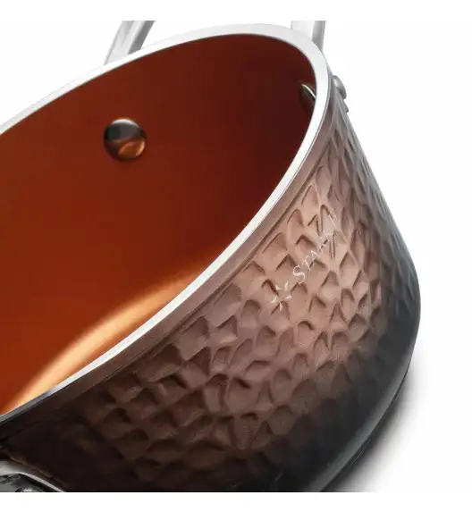 STARKE PRO GLOSSY COPPER Garnek z pokrywką Ø18 cm / 1.6 L / powłoka non-stick Greblon C3+ / indukcja