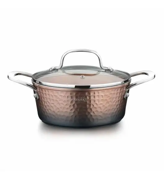 STARKE PRO GLOSSY COPPER Garnek z pokrywką Ø18 cm / 1.6 L / powłoka non-stick Greblon C3+ / indukcja