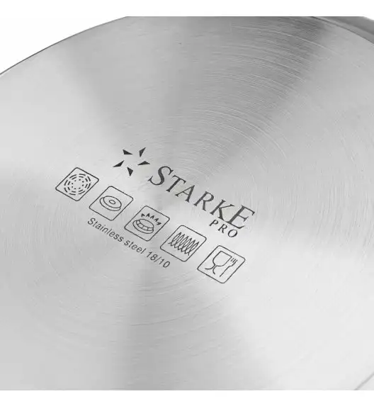 STARKE PRO TREVISO Patelnia 24 cm + pokrywka / Greblon® C3+ / indukcja / stal nierdzewna