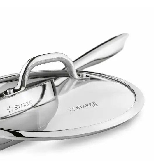 STARKE PRO TREVISO Patelnia 24 cm + pokrywka / Greblon® C3+ / indukcja / stal nierdzewna