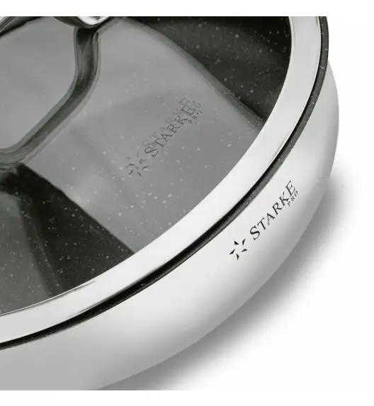 STARKE PRO TREVISO Patelnia 24 cm + pokrywka / Greblon® C3+ / indukcja / stal nierdzewna