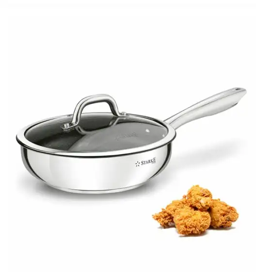 STARKE PRO TREVISO Patelnia 24 cm + pokrywka / Greblon® C3+ / indukcja / stal nierdzewna