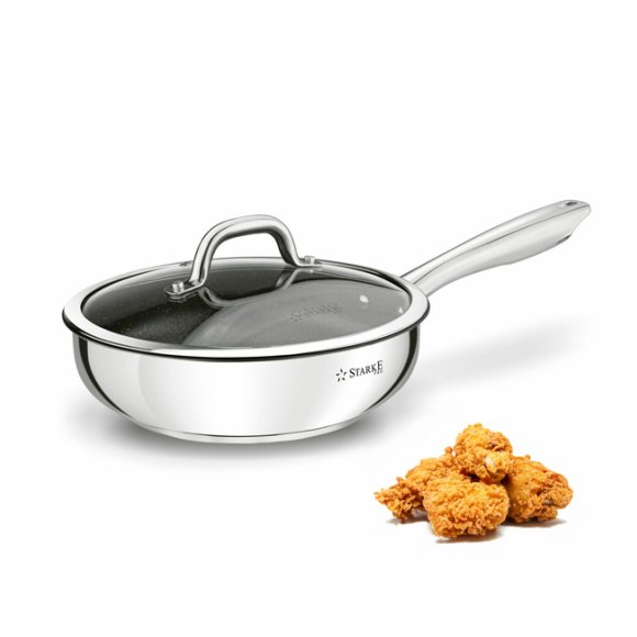 STARKE PRO TREVISO Patelnia 24 cm + pokrywka / Greblon® C3+ / indukcja / stal nierdzewna