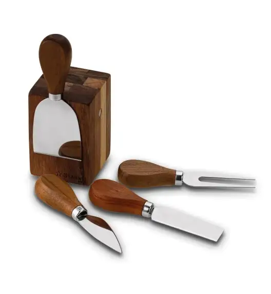 STARKE PRO Zestaw 4 przyborów do podawania deski serów z blokiem magnetycznym / drewno akacjowe