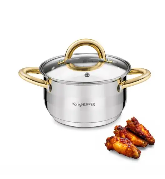 KonigHOFFER FARO GOLD Garnek z pokrywką 16 cm / 1.8 L / stal nierdzewna / indukcja