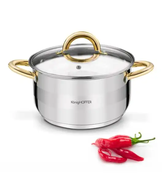 KonigHOFFER FARO GOLD Garnek z pokrywką 20 cm / 3.4 L / stal nierdzewna / indukcja