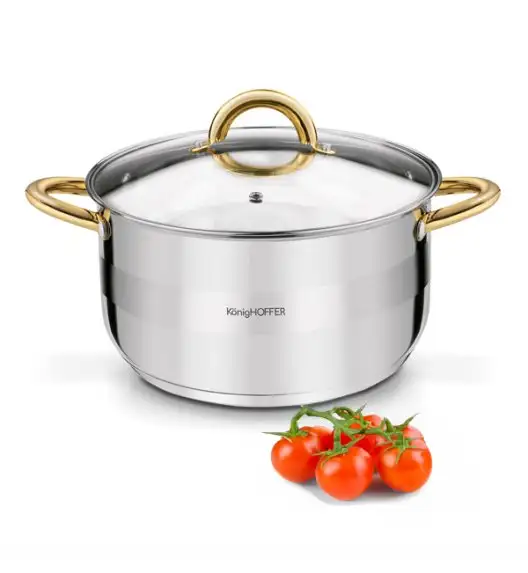 KonigHOFFER FARO GOLD Garnek z pokrywką 24 cm / 5.9 L / stal nierdzewna / indukcja