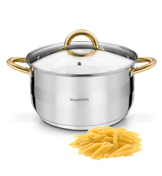 KonigHOFFER FARO GOLD Garnek z pokrywką 28 cm / 9.2 L / stal nierdzewna / indukcja
