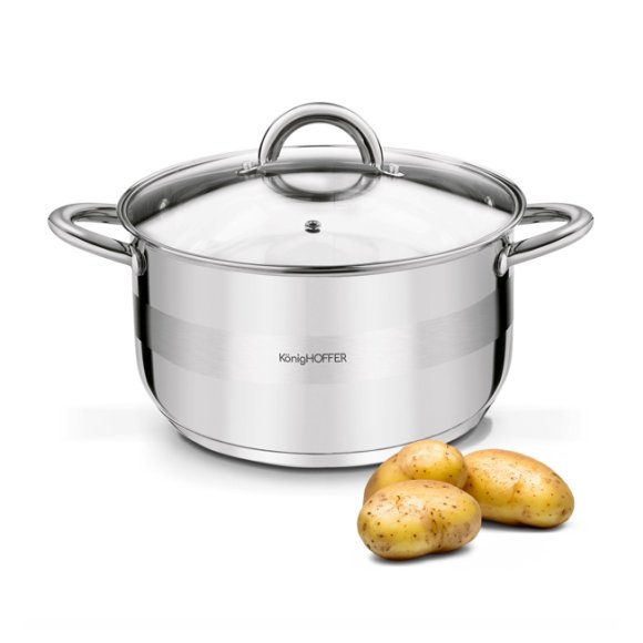 KonigHOFFER FARO Garnek z pokrywką 24 cm / 5.9 L / stal nierdzewna / indukcja
