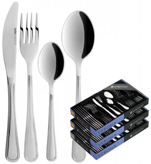 AMBITION VERONA Sztućce Komplet 72 el pudełko / 18 os / połysk