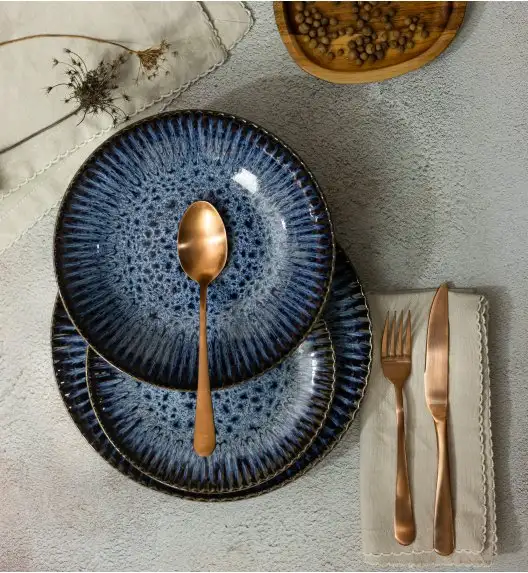 LUBIANA STONEWARE CERAMIKA / COSMOS / Talerz głęboki 22 cm / odcień niebieskiego